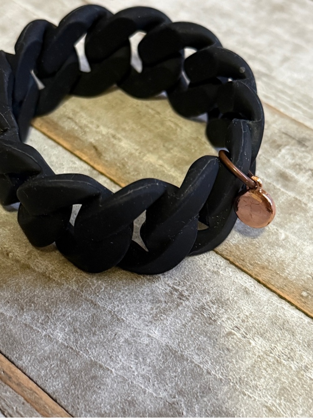 Marc By Marc Jacobs Black Turnlock Rubber Stretch  Bracelet